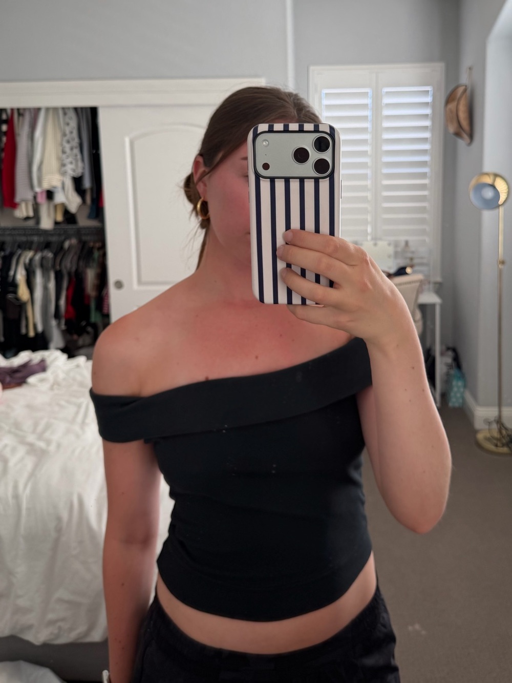 Brandy Melville Off-Shoulder Black Women's Top
